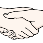 Zeichnung: Zwei Hände geben sich einen Handschlag.
